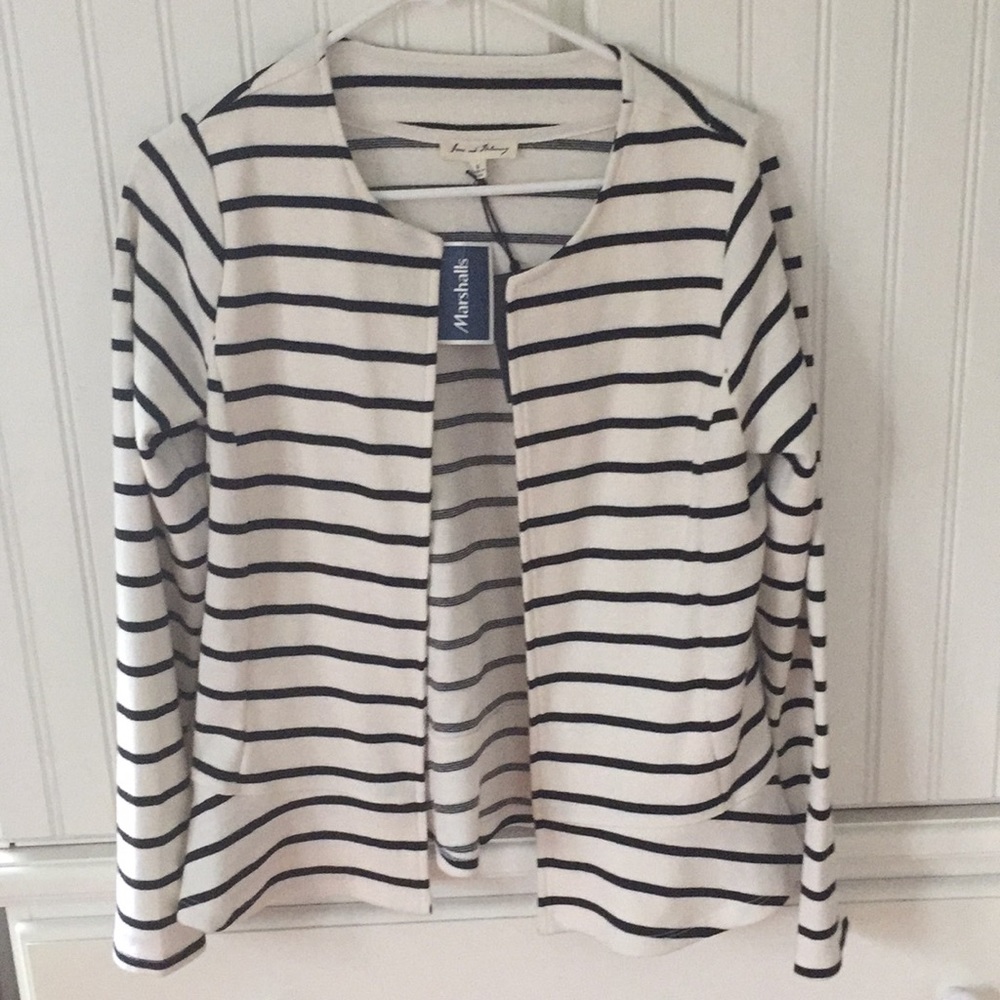 Jane and Delaney Striped Ruffle Jacket